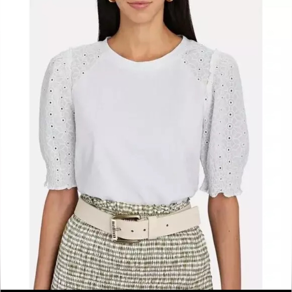 NWOT Veronica Beard Marcia White Eyelet Blouse